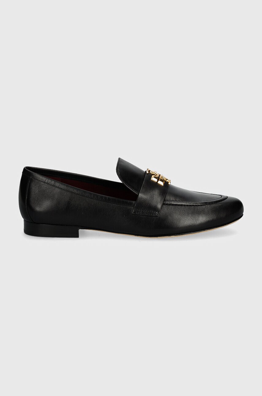 Шкіряні мокасини Tory Burch Eleanor Loafer жіночі колір чорний на плоскому ходу 158204-006