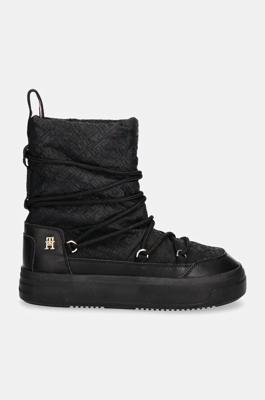 Зимові чоботи Tommy Hilfiger LACE-UP MONOGRAM SNOWBOOT колір чорний FW0FW08430