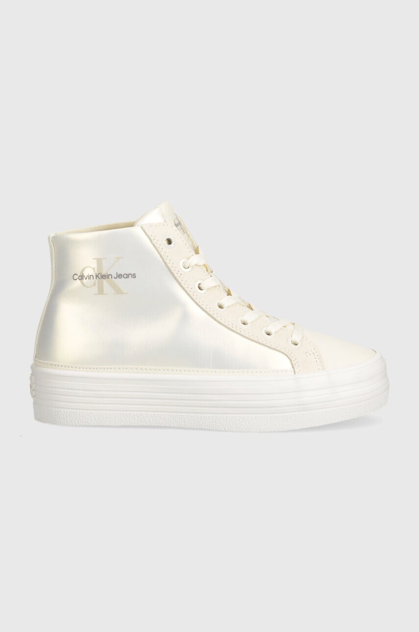 Кеди Calvin Klein Jeans BOLD VULC FLATF MID MIX ML MTR жіночі колір білий YW0YW01491