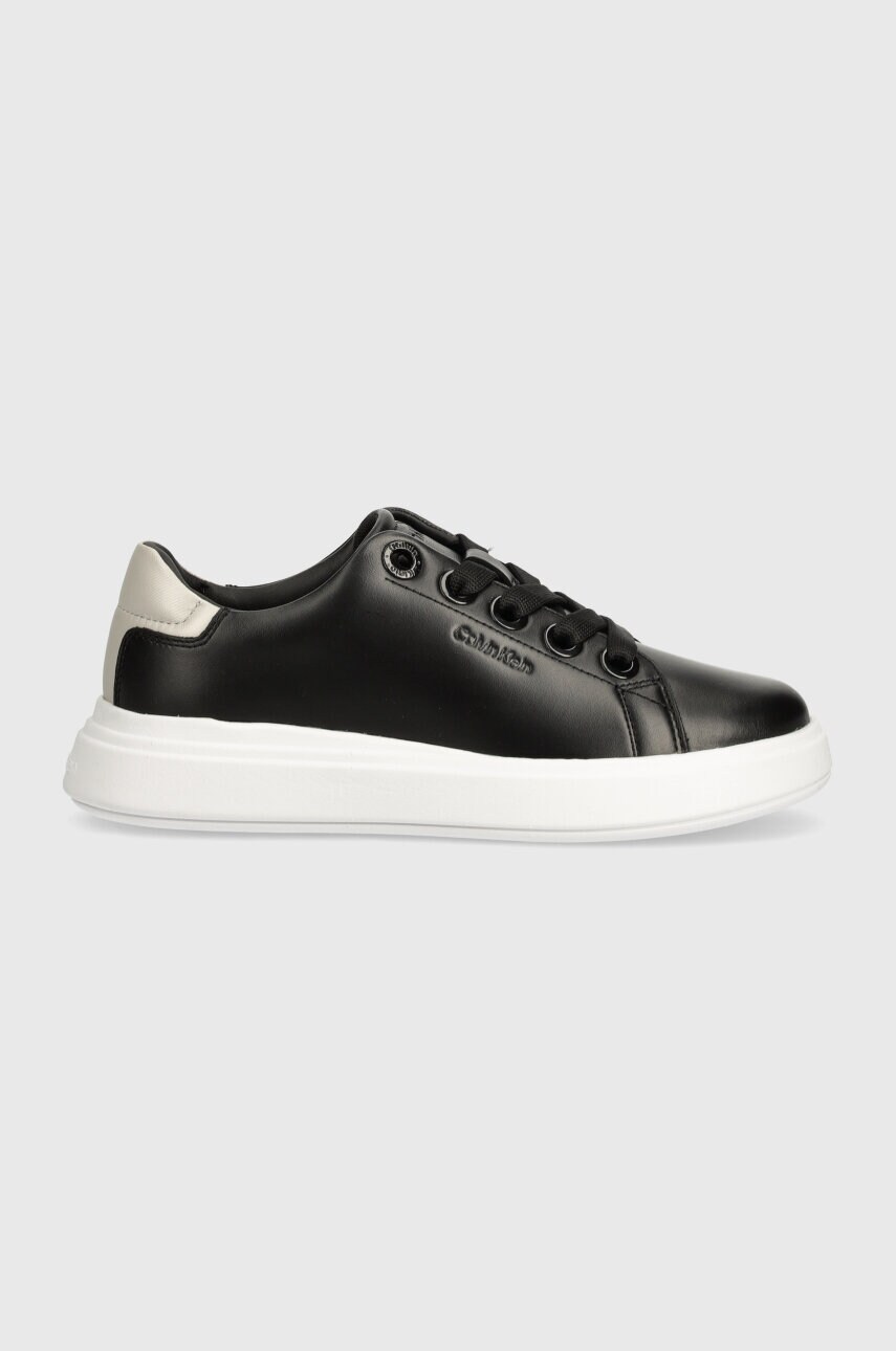 Шкіряні кросівки Calvin Klein CUPSOLE LACE UP LTH колір чорний HW0HW02085