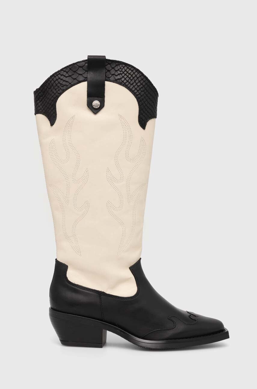 Шкіряні черевики Steve Madden Wenda жіночі колір чорний каблук блок SM11003097