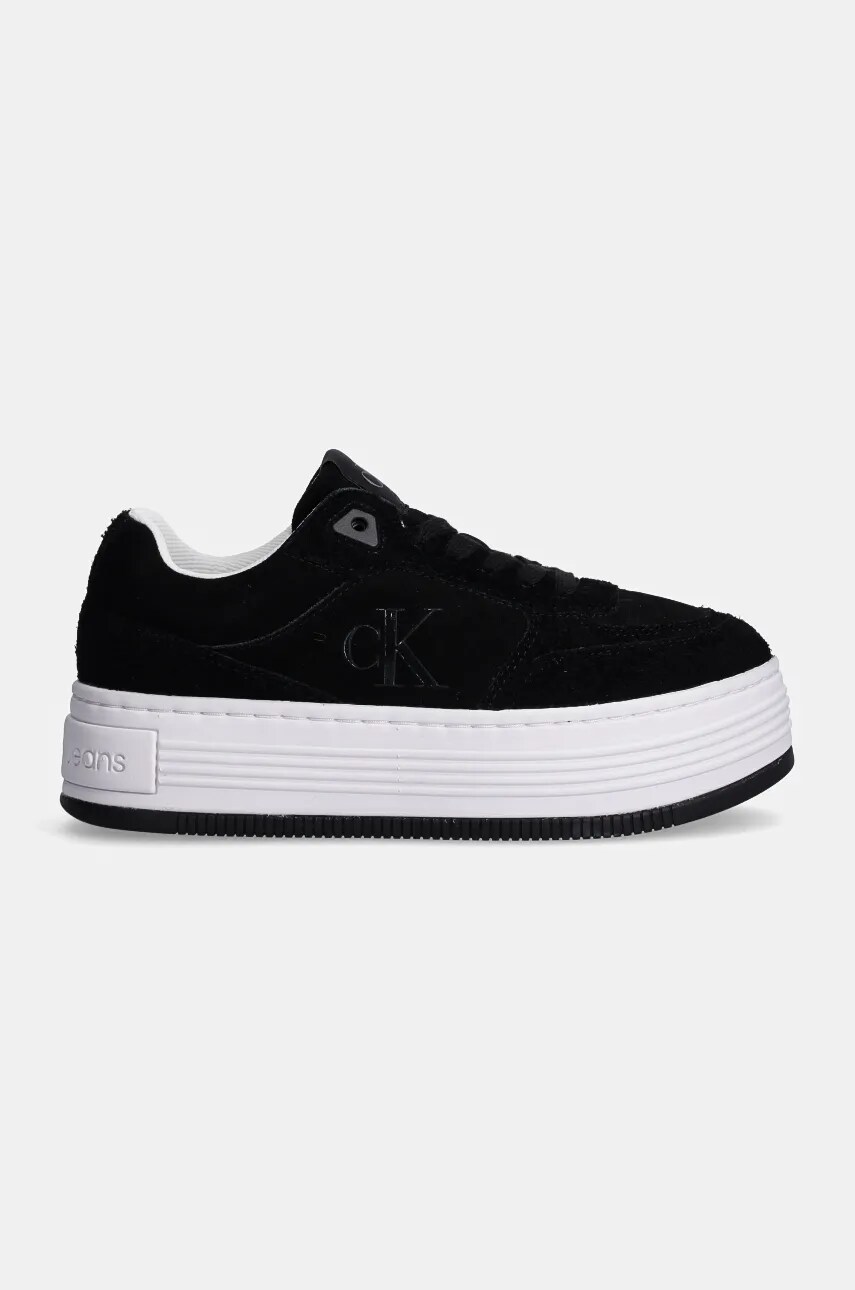 Замшеві кросівки Calvin Klein Jeans BOLD PLATF LACEUP LOW MG SUEDE колір чорний YW0YW01575
