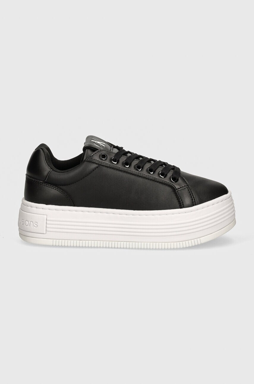 Шкіряні кросівки Calvin Klein Jeans BOLD PLATF LOW OH MG LTH колір чорний YW0YW01589