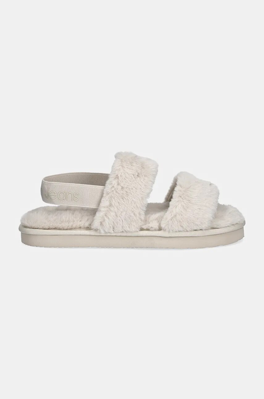 Тапочки Calvin Klein Jeans HOME VELCRO IN FUR колір бежевий YW0YW01595