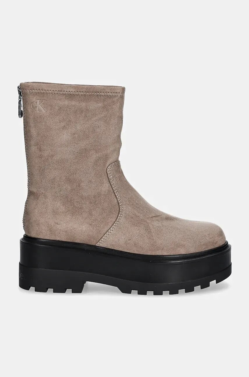 Черевики Calvin Klein Jeans FLATFORM ZIP MG SS жіночі колір бежевий на платформі YW0YW01602
