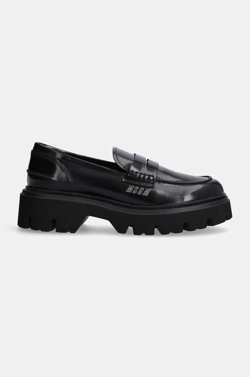 Шкіряні туфлі MSGM жіночі колір чорний на платформі 3741MDS153 513