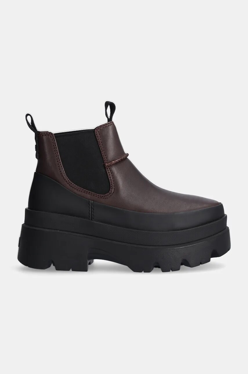 Шкіряні черевики UGG Brisbane Chelsea жіночі колір коричневий на платформі 1167932-BCDR