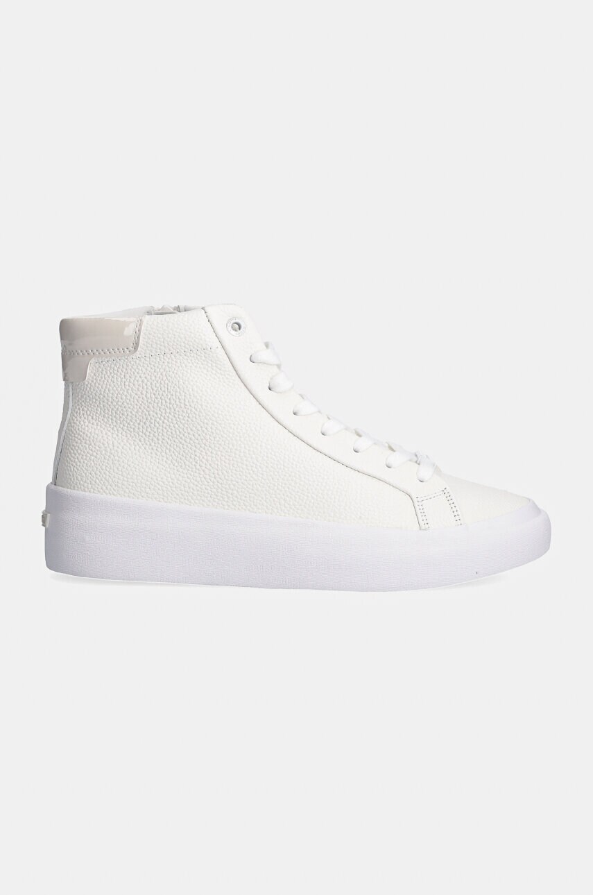 Шкіряні кросівки Calvin Klein VULC HIGH TOP LTH колір білий HW0HW02213