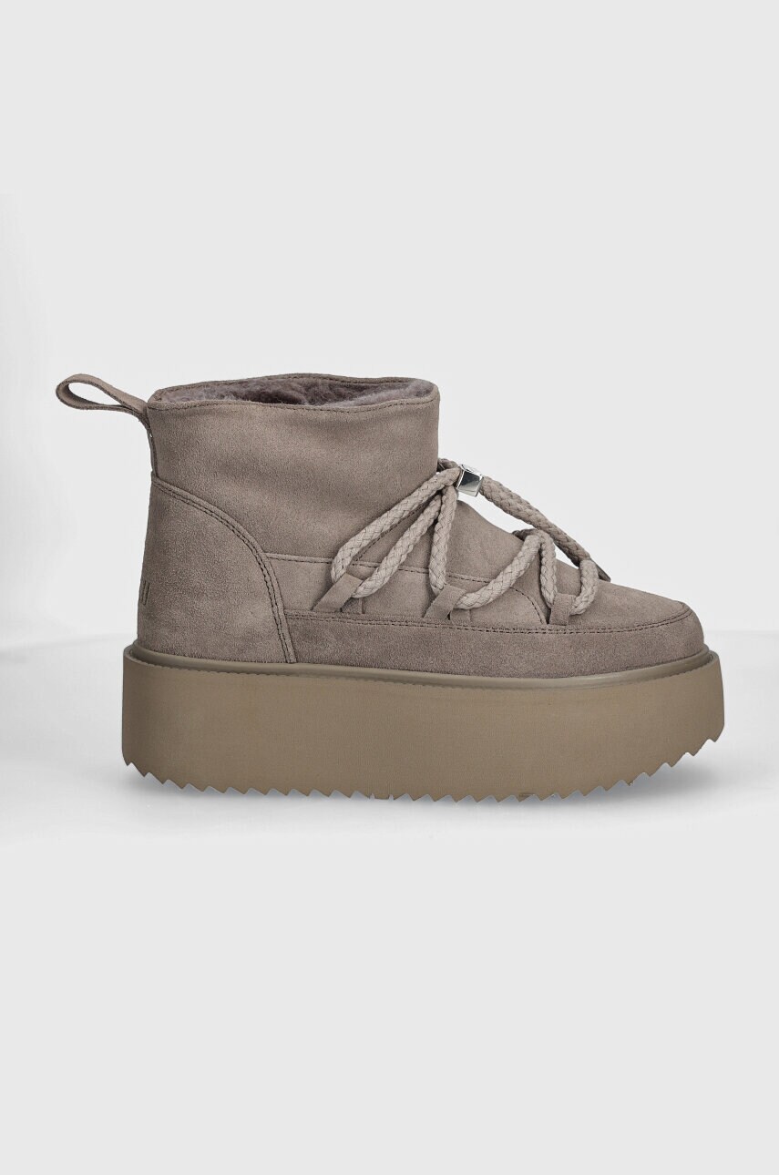 Замшеві чоботи Inuikii Classic Low Platform колір сірий 75204-004