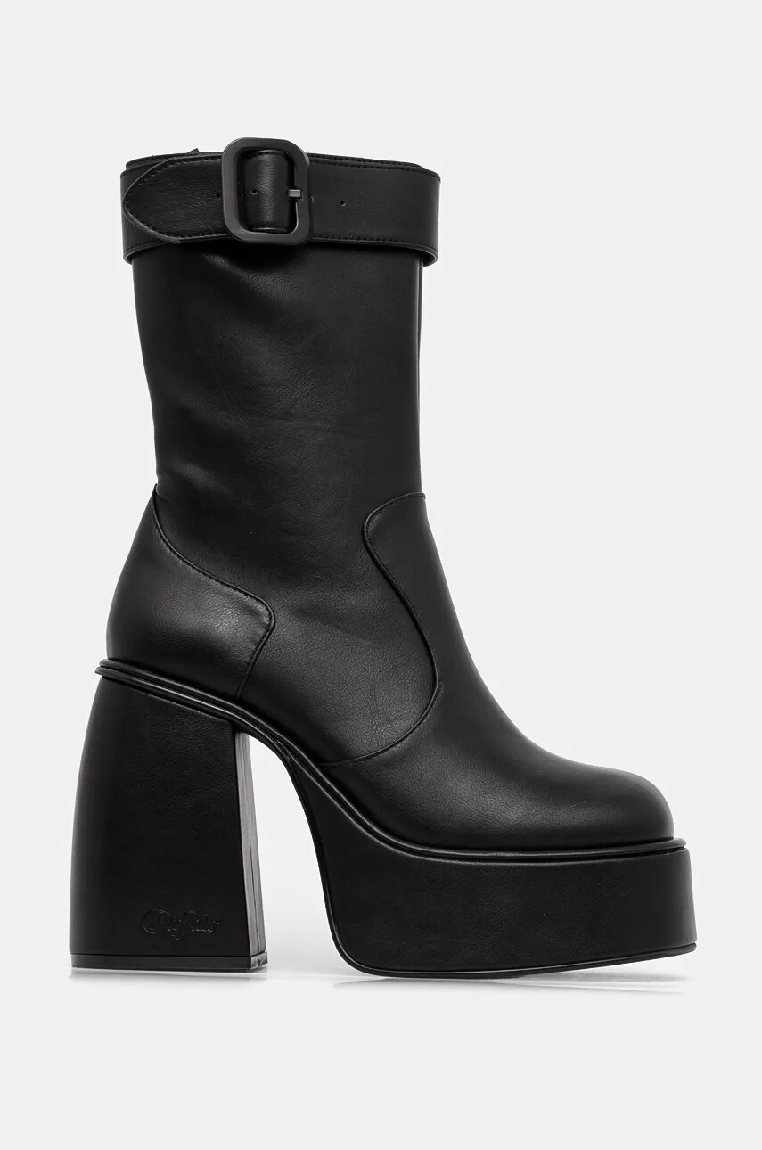 Черевики Buffalo Heart Bootie Buckle жіночі колір чорний каблук блок 1220059-BLK