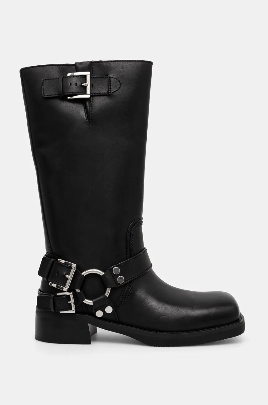 Шкіряні чоботи MICHAEL Michael Kors Crosby жіночі колір чорний на плоскому ходу 40F4CBFB7L.001