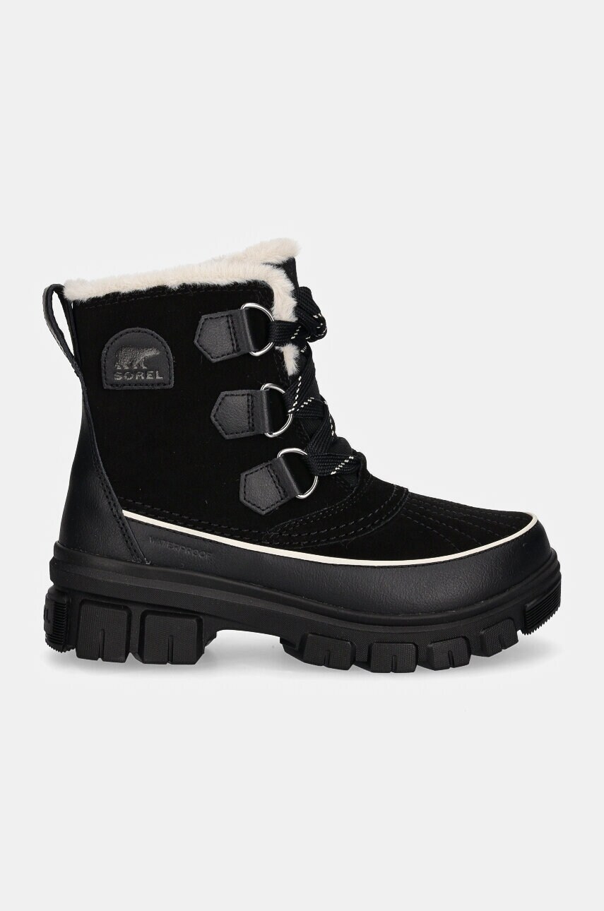 Шкіряні черевики Sorel TORINO V WP OUTDRY жіночі колір чорний на плоскому ходу утеплене 2106701010