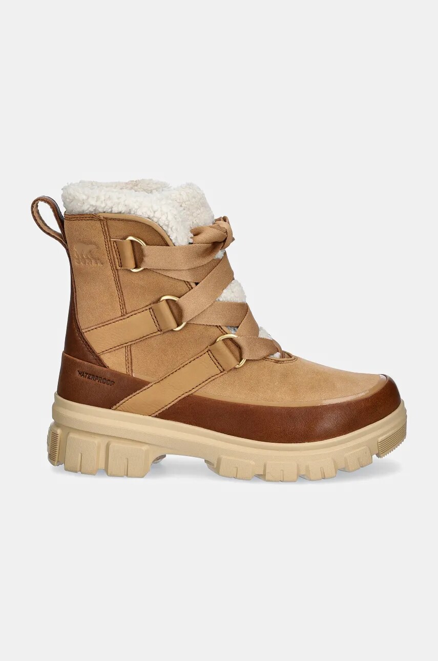 Шкіряні черевики Sorel TORINO V RESORT WP OUTDR жіночі колір коричневий на платформі злегка утеплена 2106711253