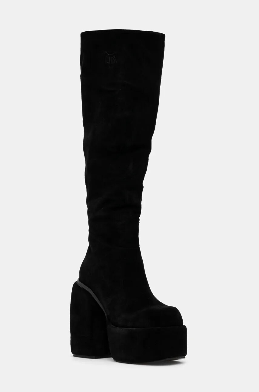 Чоботи Naked Wolfe Space жіночі колір чорний каблук блок Space Black Kid Suede