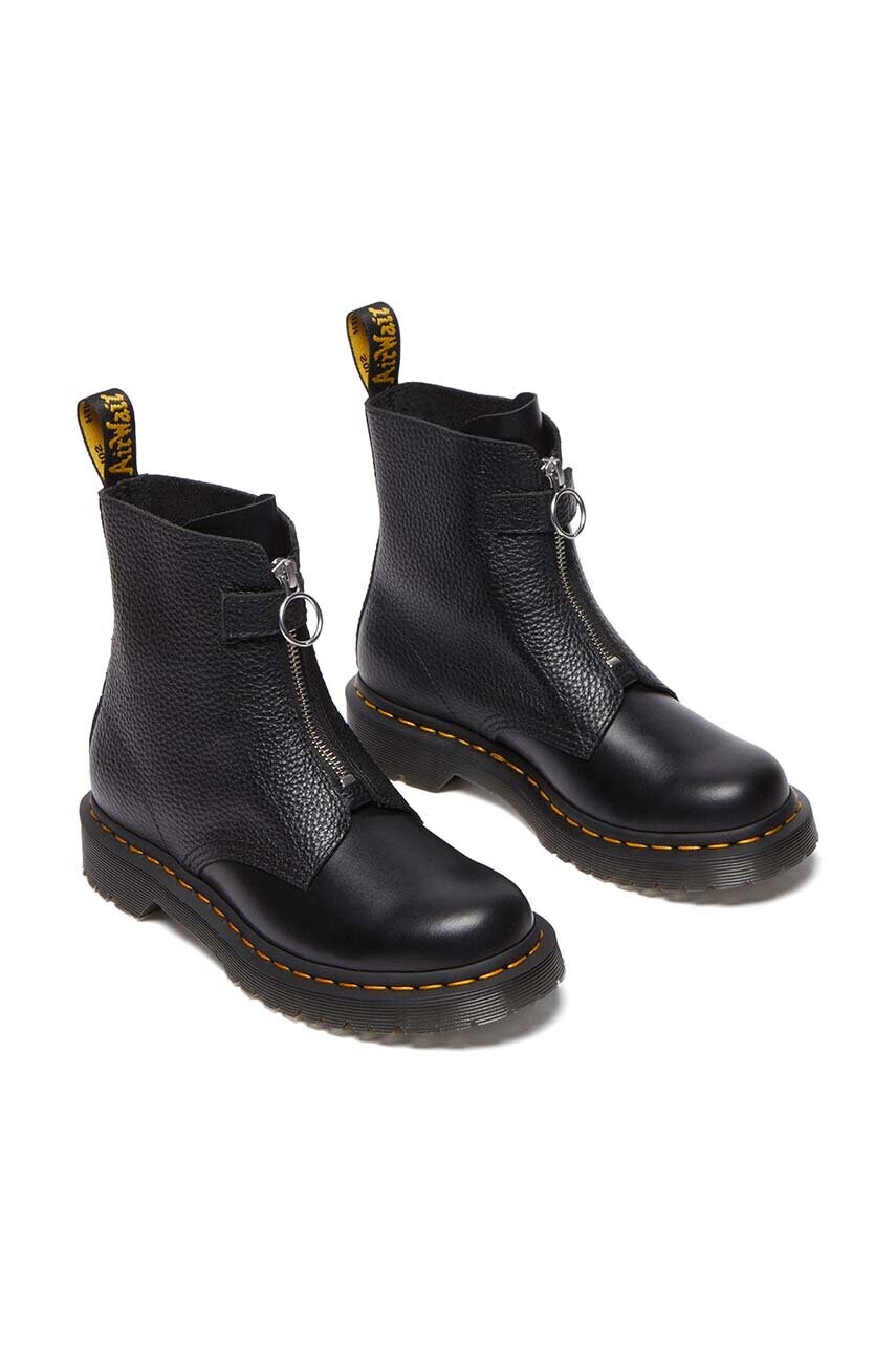 Шкіряні черевики Dr. Martens 1460 Pascal Frnt Zip жіночі колір чорний на плоскому ходу DM32054001