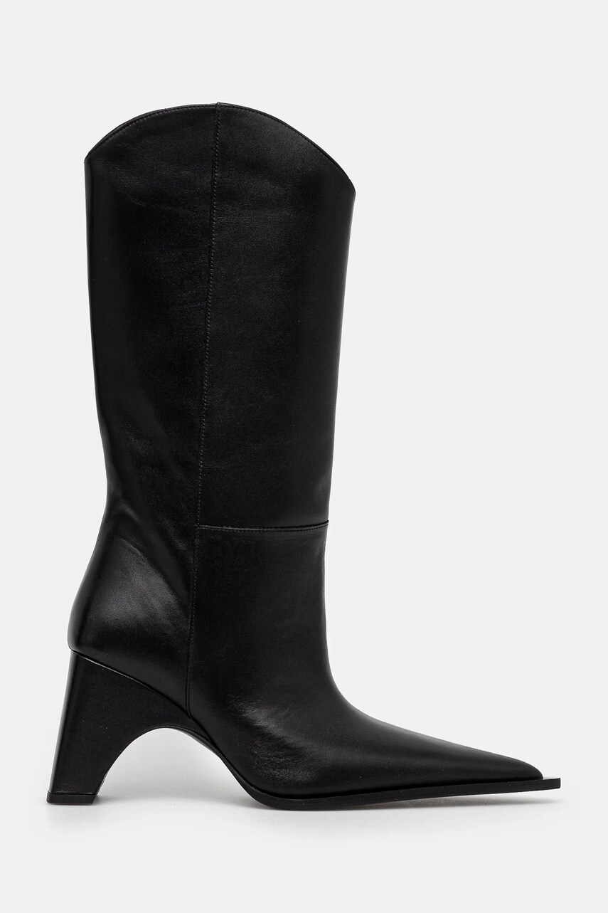 Шкіряні черевики Coperni Bridge Cowboy Boot жіночі колір чорний каблук блок COPSH16467