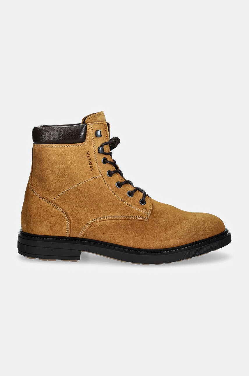 Замшеві півчобітки Tommy Hilfiger HILFIGER OUTDOOR SUEDE BOOT колір коричневий FM0FM05193