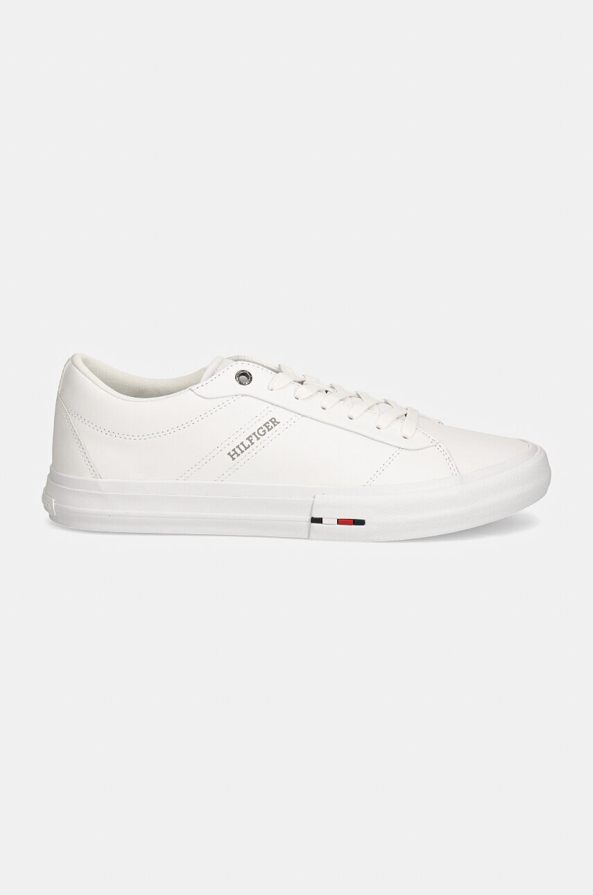 Шкіряні кросівки Tommy Hilfiger TH HI VULC STREET RWB LTH LOW колір білий FM0FM05201