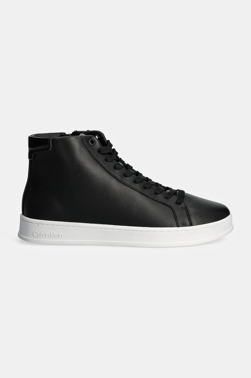 Шкіряні кросівки Calvin Klein HIGH TOP LACE UP колір чорний HM0HM01547