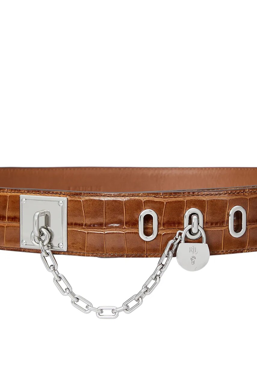 Шкіряний ремінь Lauren Ralph Lauren жіночий колір коричневий 412945226