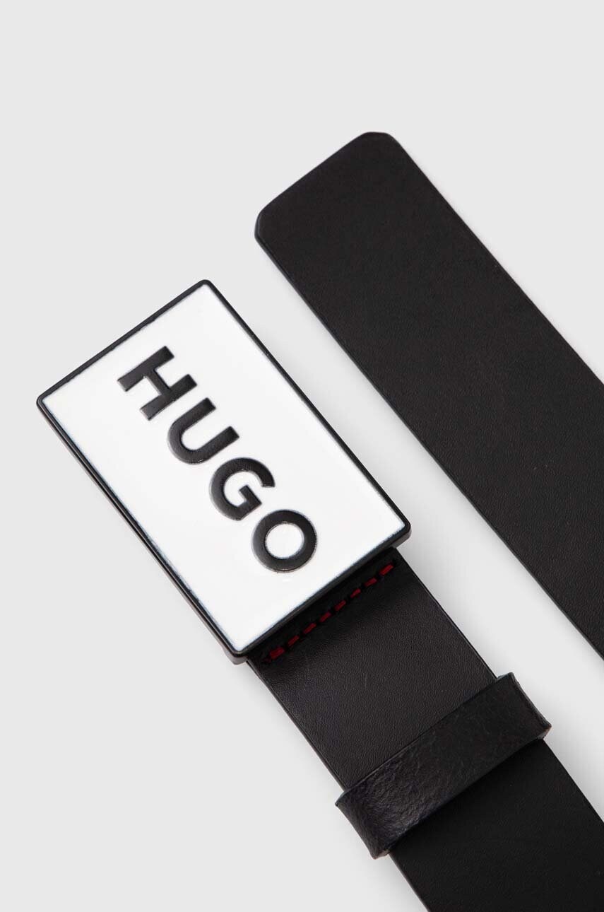 Шкіряний ремінь HUGO чоловічий колір чорний 50522861
