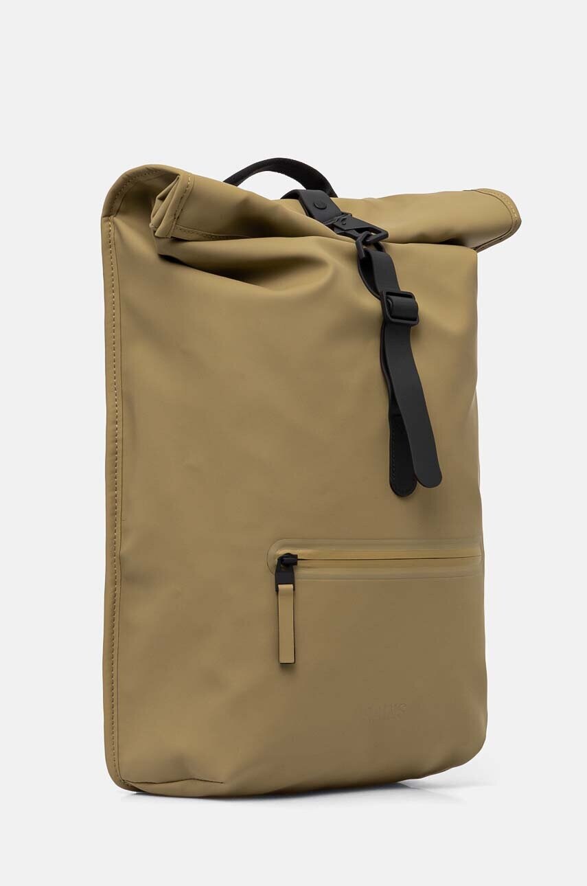 Рюкзак Rains Rolltop Rucksack W3 колір зелений великий однотонний 13320-44