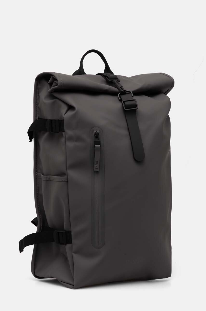 Рюкзак Rains Rolltop Rucksack Large W3 колір сірий великий однотонний 14590-13