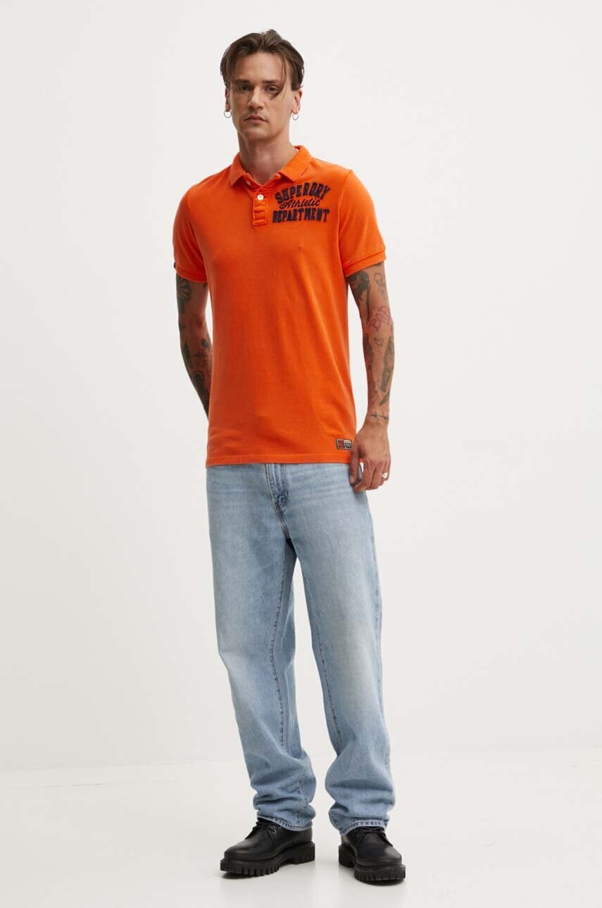 Бавовняне поло Superdry колір помаранчевий з аплікацією M1110396A-TSW