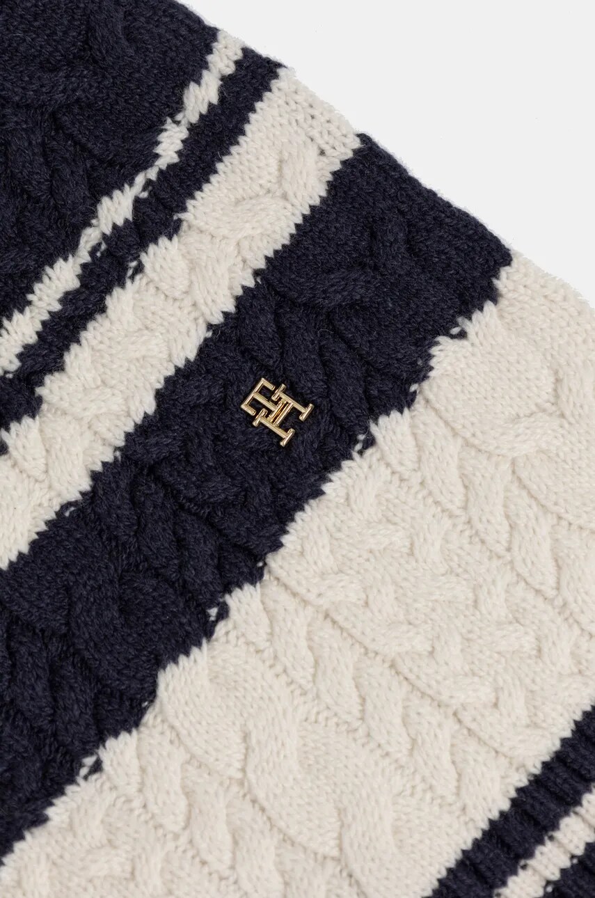 Вовняний шарф Tommy Hilfiger колір синій візерунок AW0AW16654