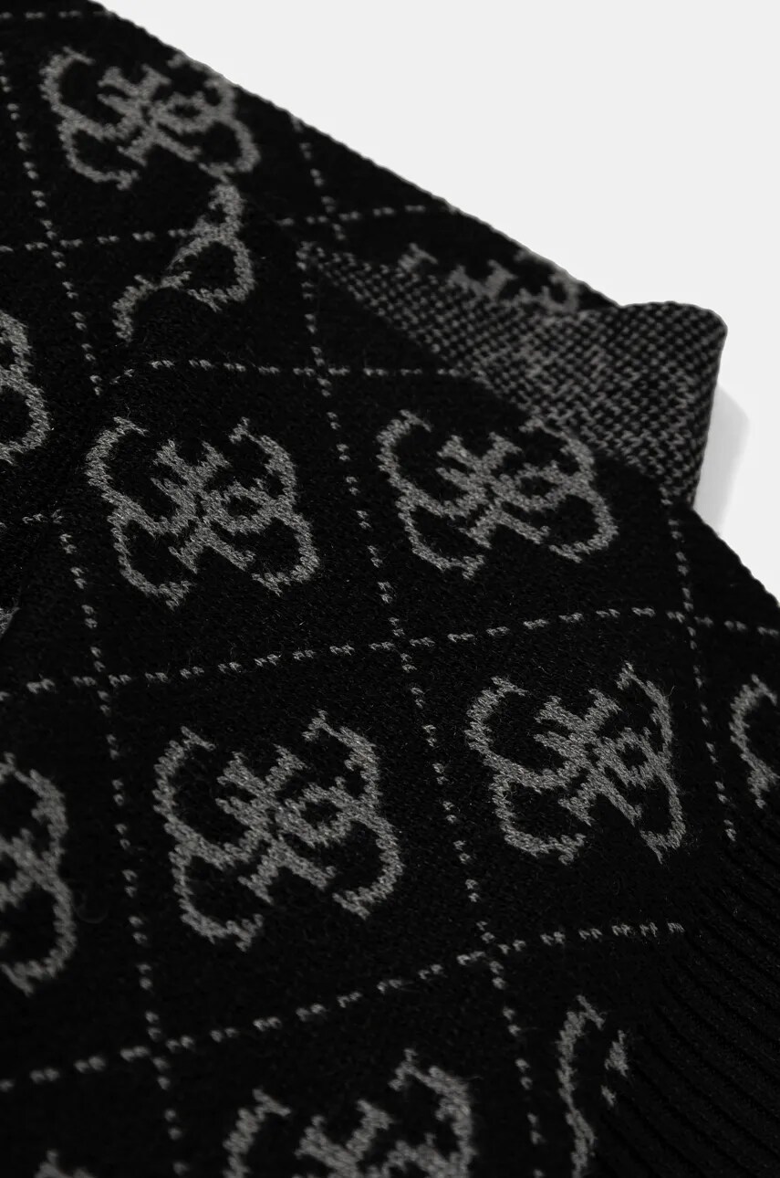Шарф з домішкою вовни Guess колір чорний візерунок AM9468.POL03