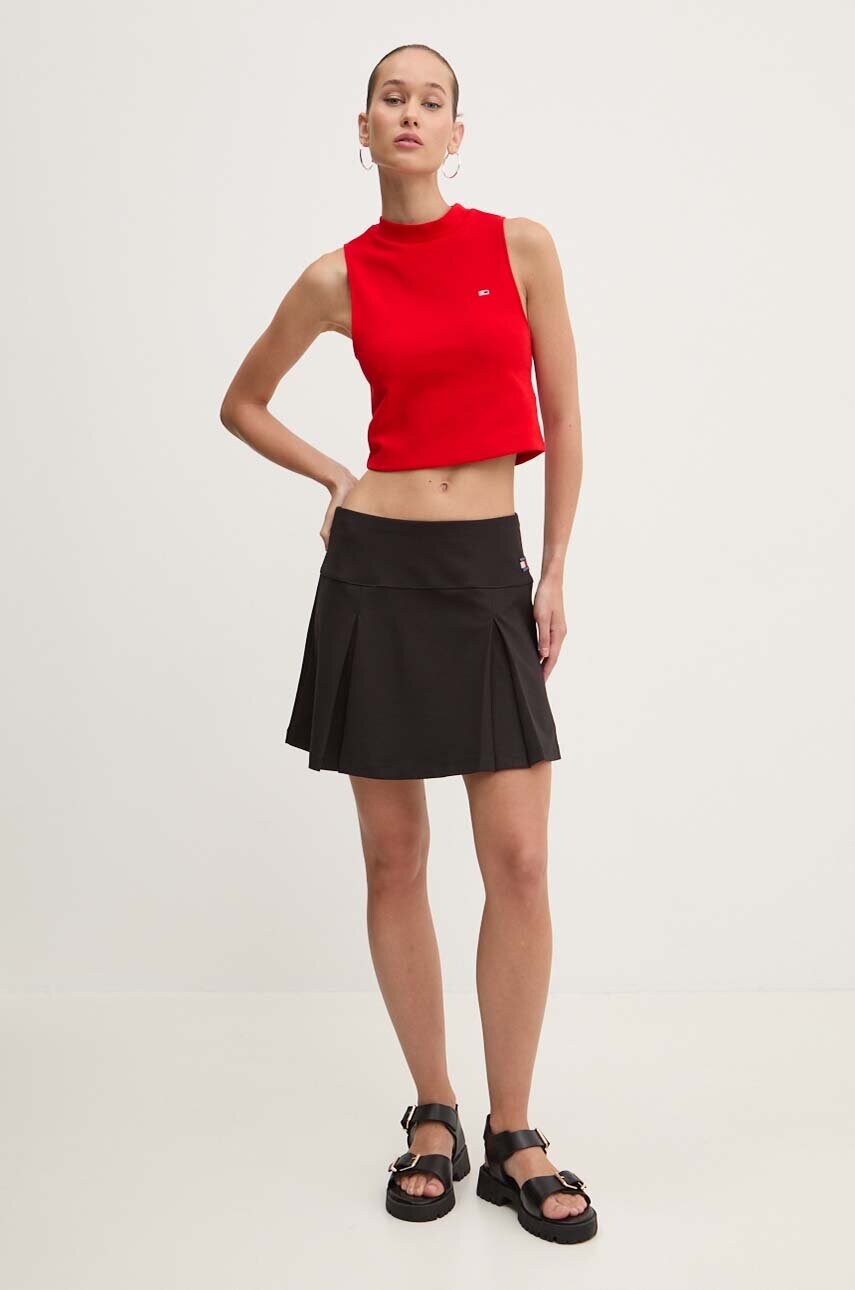 Спідниця Tommy Jeans колір чорний mini розкльошена DW0DW18489
