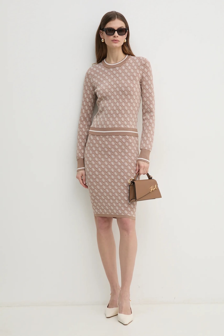 Спідниця Guess LISE колір бежевий mini олівець W4BD53 Z37K0