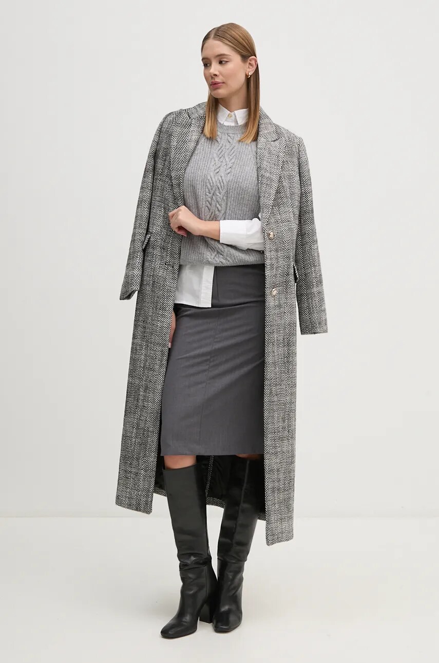 Спідниця з домішкою вовни Sisley колір сірий midi пряма 4JYQL002G