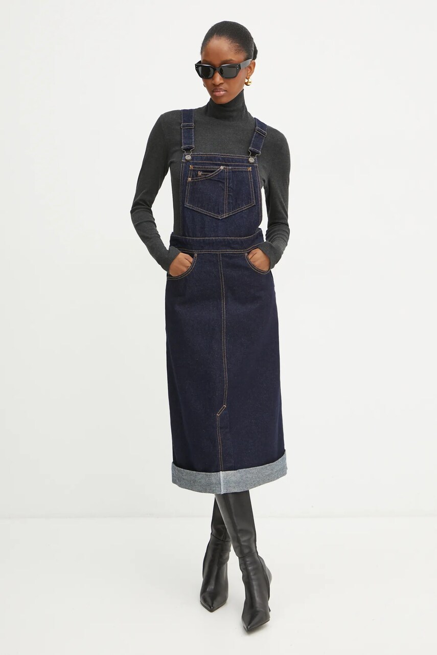 Сукня Victoria Beckham колір синій midi розкльошена 1424DSK005883C