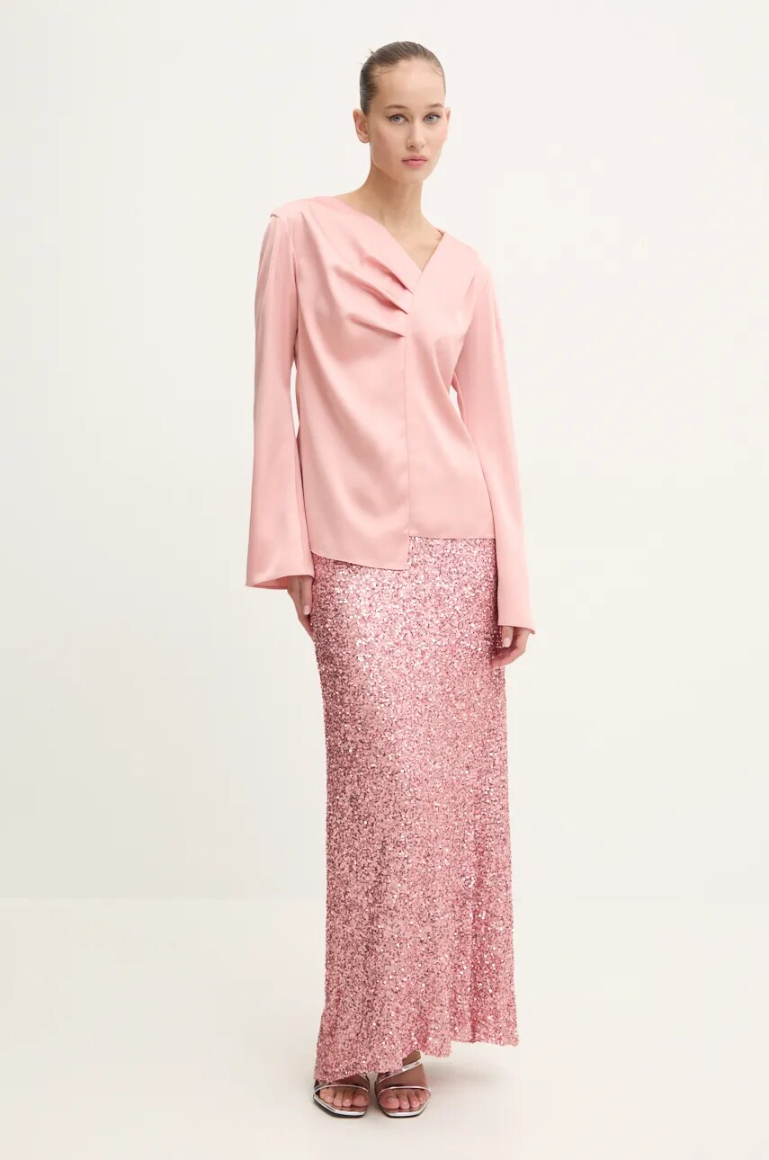 Спідниця Never Fully Dressed Dorris Skirts колір рожевий maxi пряма NFDSK564