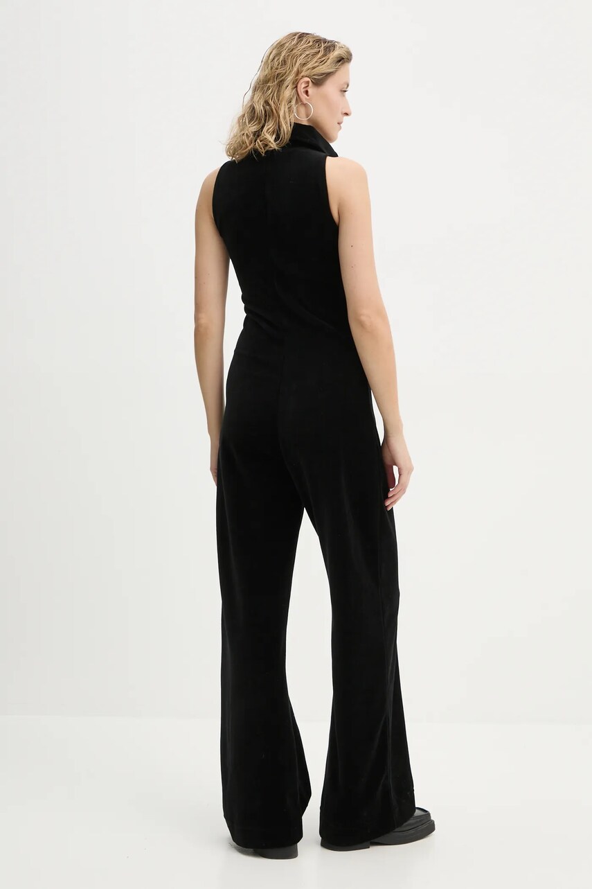 Велюровий комбінезон G-Star Raw колір чорний з коміром D25740-D428