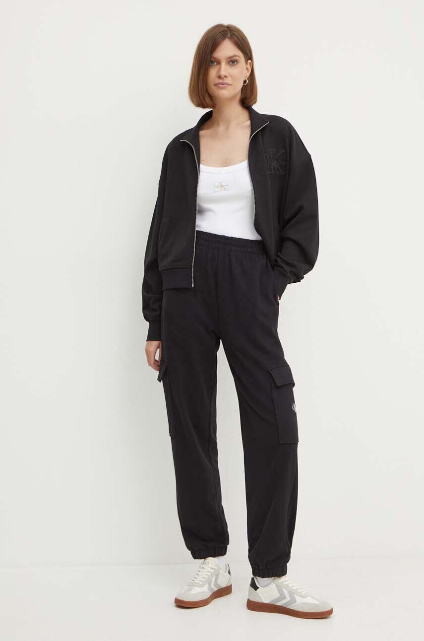Бавовняні спортивні штани Calvin Klein Jeans колір чорний однотонні J20J223589