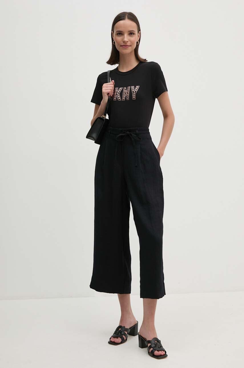 Штани Dkny жіночі колір чорний широкі висока посадка P4EKTX63