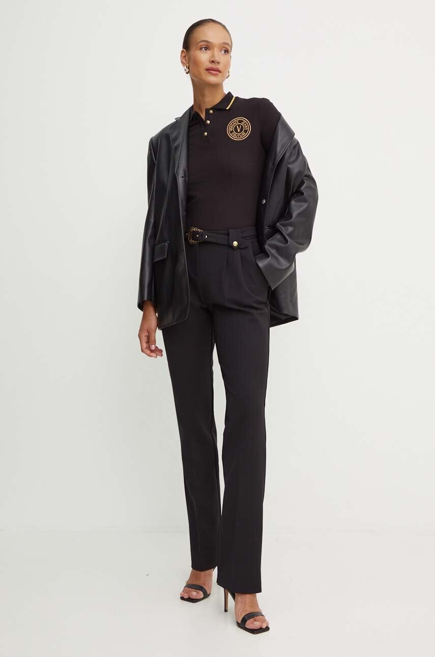 Штани Versace Jeans Couture жіночі колір чорний прямі висока посадка 77HAA117 N0394