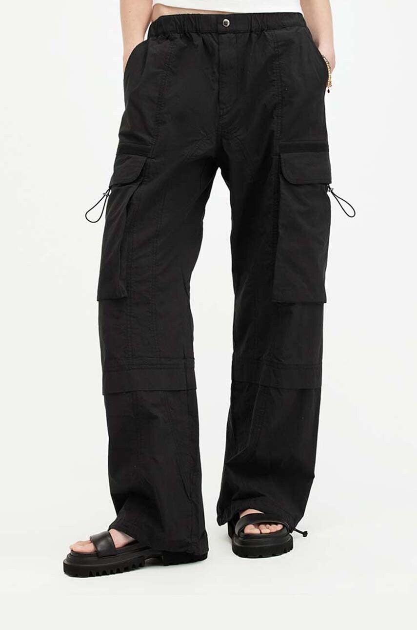 Бавовняні штани AllSaints BARBARA TROUSER колір чорний фасон cargo висока посадка W021TA