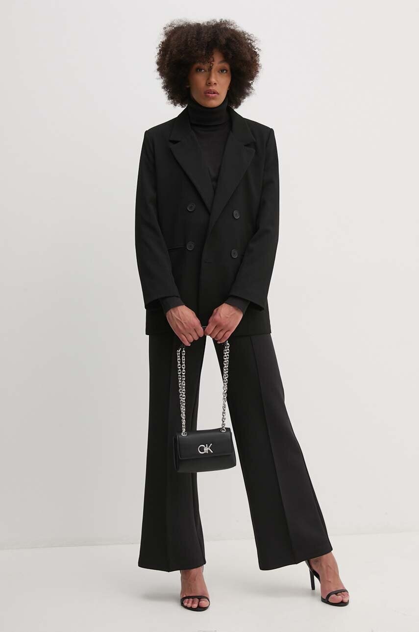 Штани Calvin Klein жіночі колір чорний прямі висока посадка K20K207647