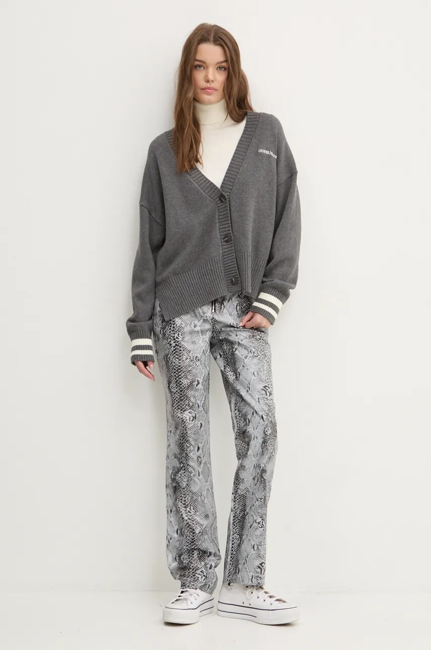 Штани Karl Lagerfeld Jeans жіночі колір сірий пряме висока посадка 246J1005