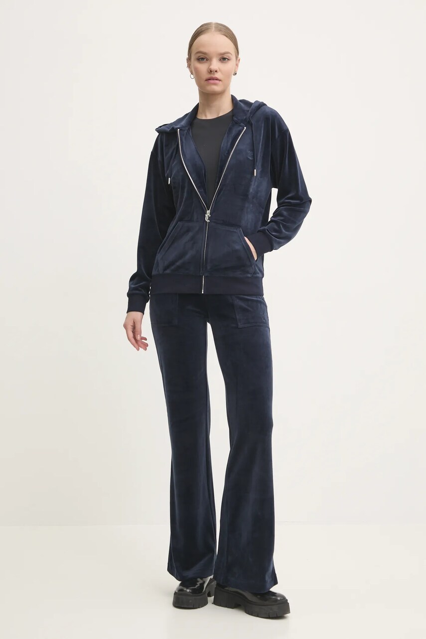 Спортивні велюрові штани Juicy Couture LAYLA POCKET LR колір синій однотонні JCSEBJ001