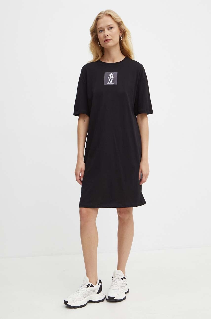 Бавовняна сукня Armani Exchange колір чорний mini oversize 6DYA79 YJ3RZ