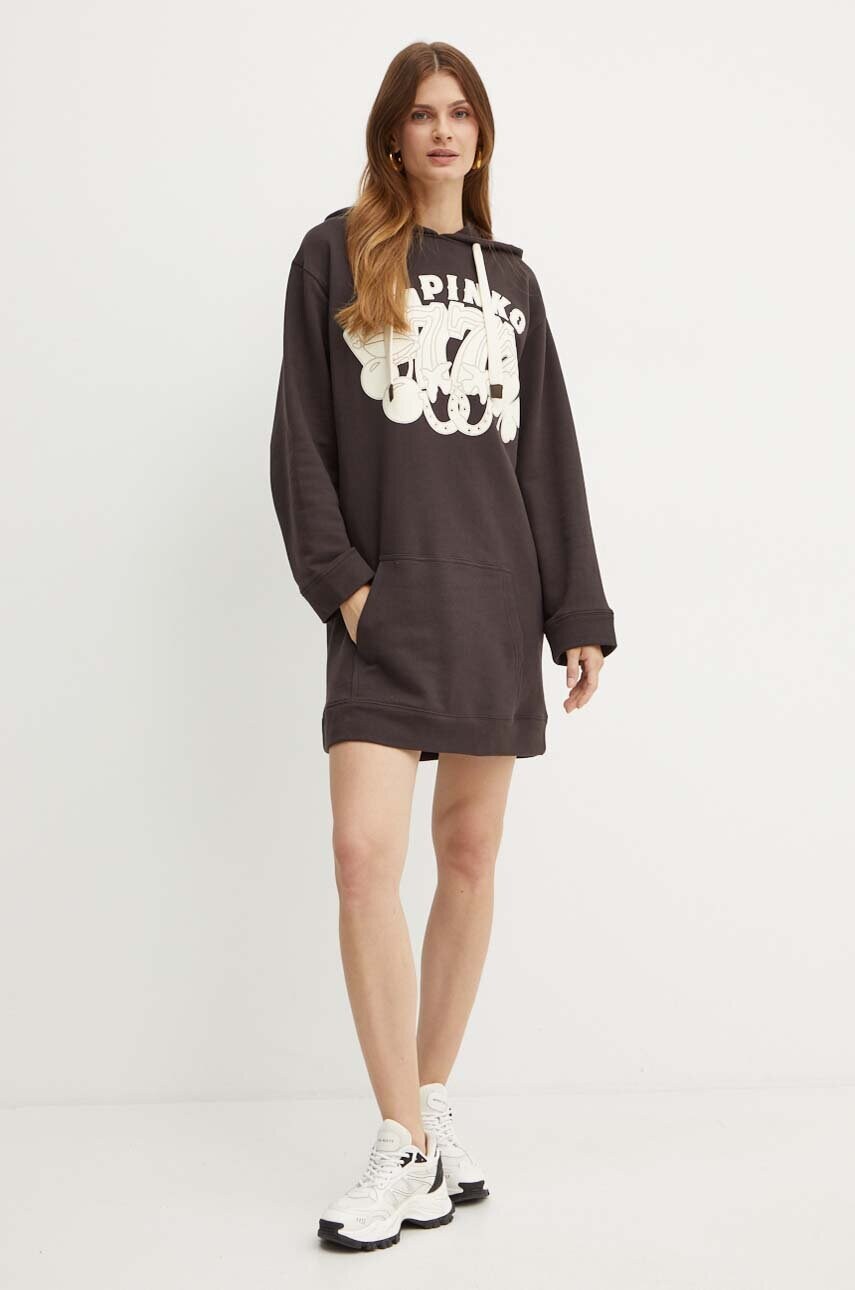 Бавовняна сукня Pinko колір коричневий mini oversize 104110 A23X