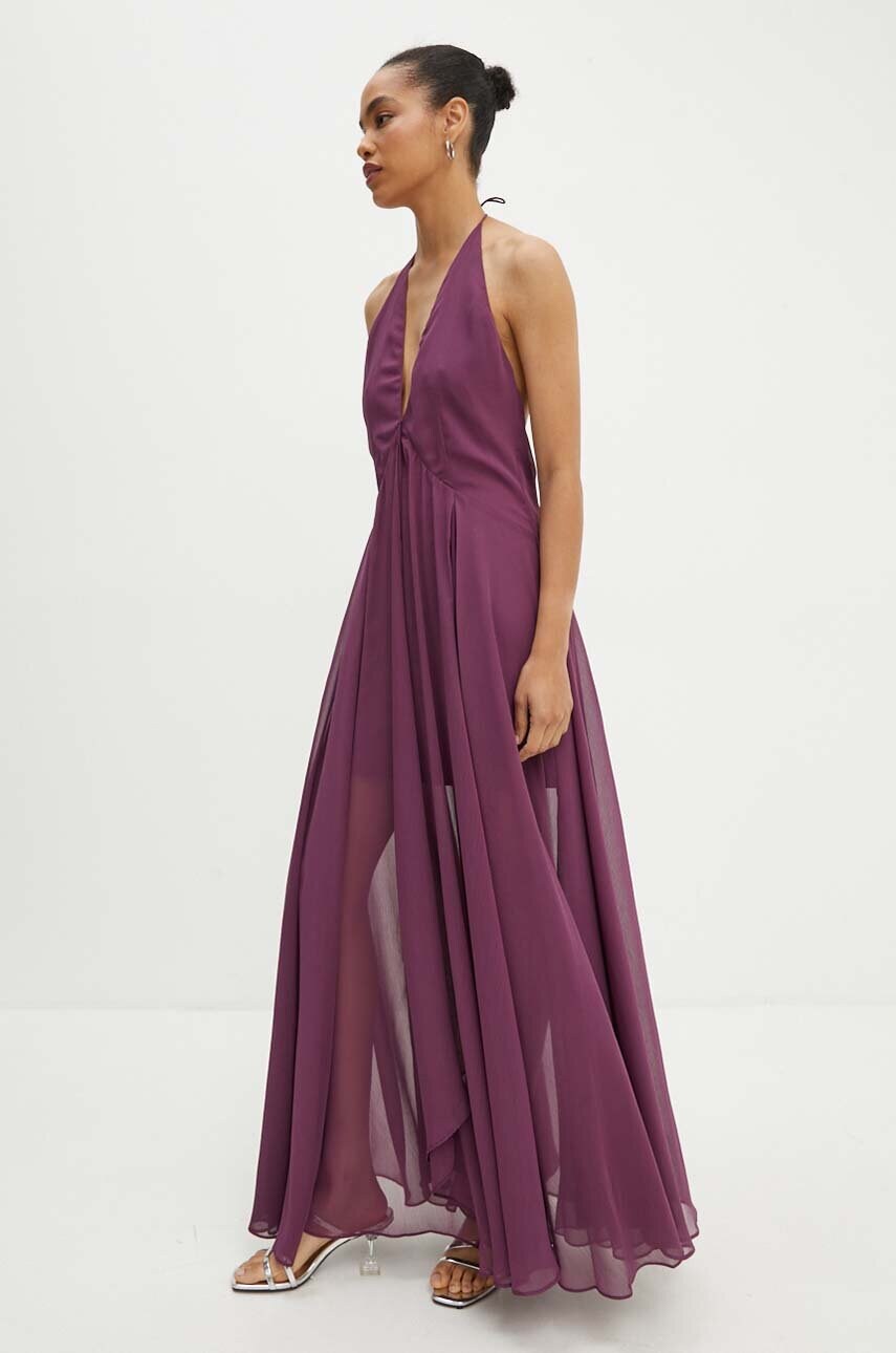 Сукня Rotate Chiffon Halterneck Dress колір фіолетовий maxi розкльошена 1129001364