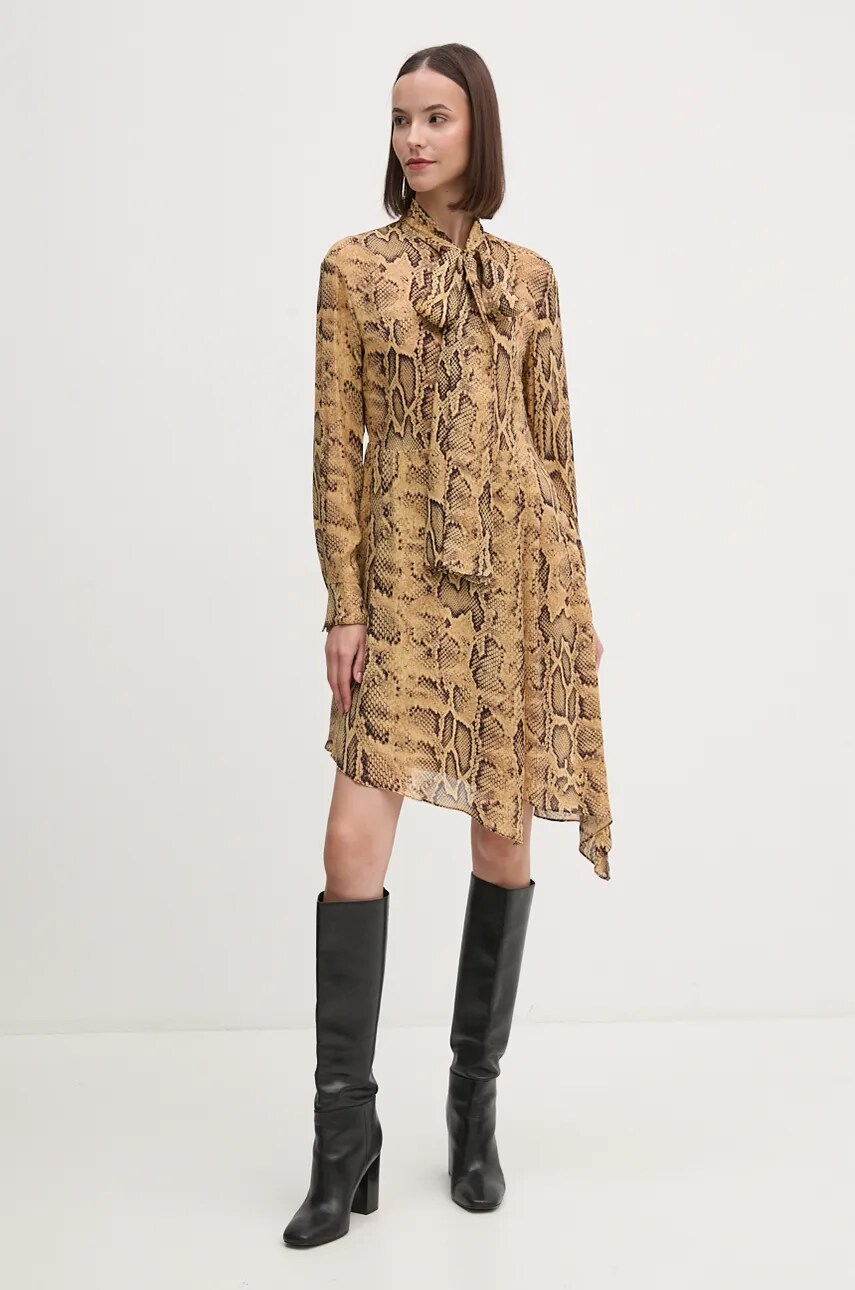 Сукня Sisley колір коричневий mini розкльошена 4YBMLV065