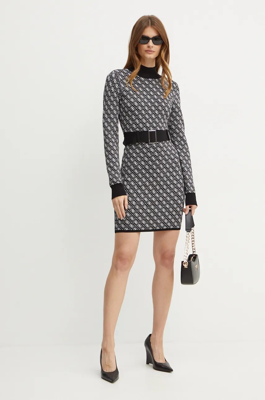 Сукня Guess LISE колір чорний mini розкльошена W4BK43 Z37K0