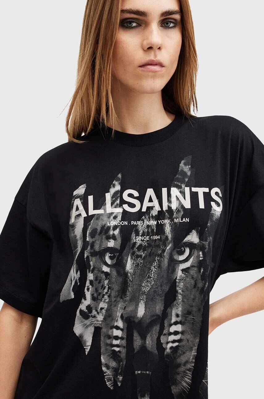 Бавовняна сукня AllSaints RIPROAR колір чорний mini пряма W234DB