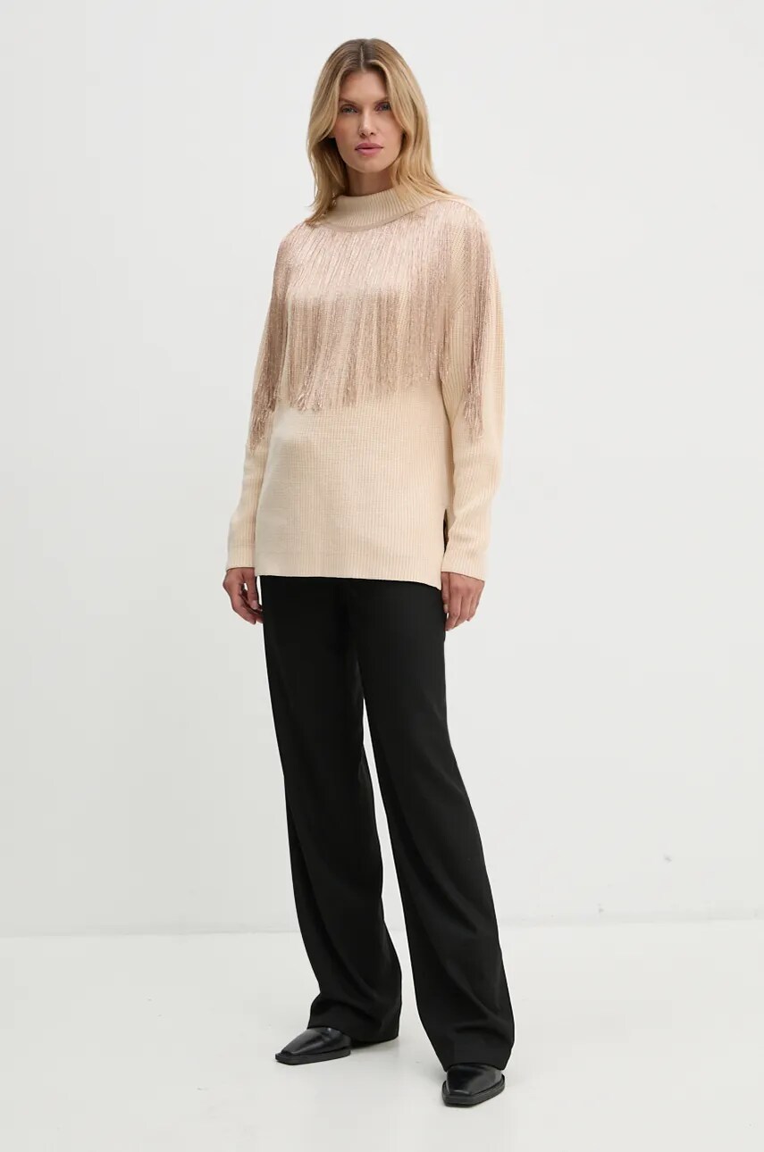 Светр Bruuns Bazaar FreesiaBBCita knit жіночий колір бежевий теплий півгольф BBW4145